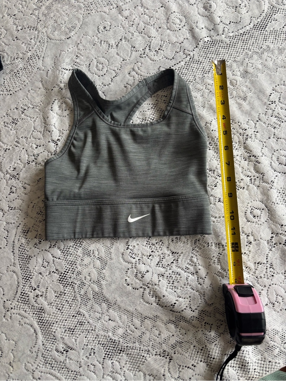 Nike Grey Racerback Sports Bra with White Swoosh